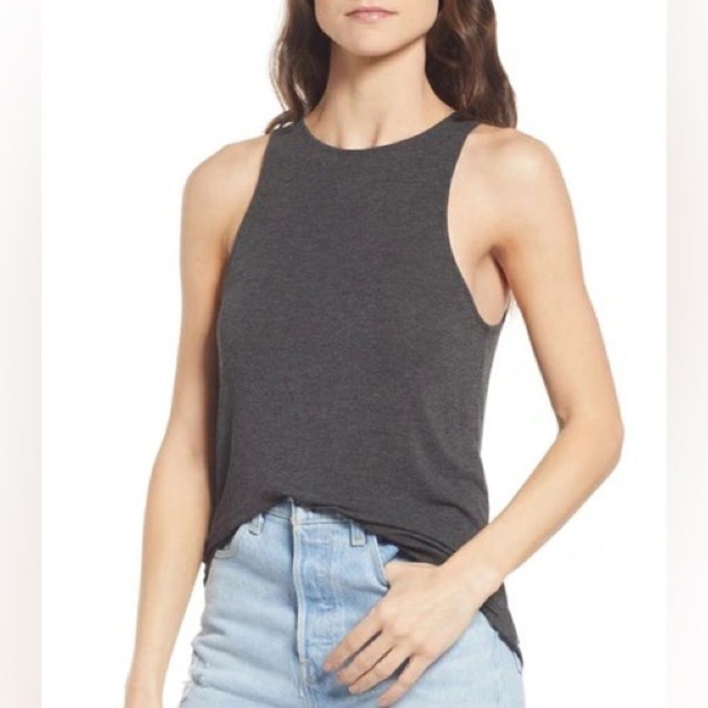 Teasure & Bond High Neck dark Grey Dark Charcoal Crewneck Tank Top Sz XXS